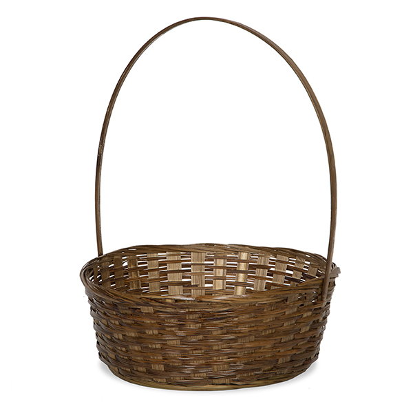 Brown Bamboo Braided Handle Basket - Large 12in