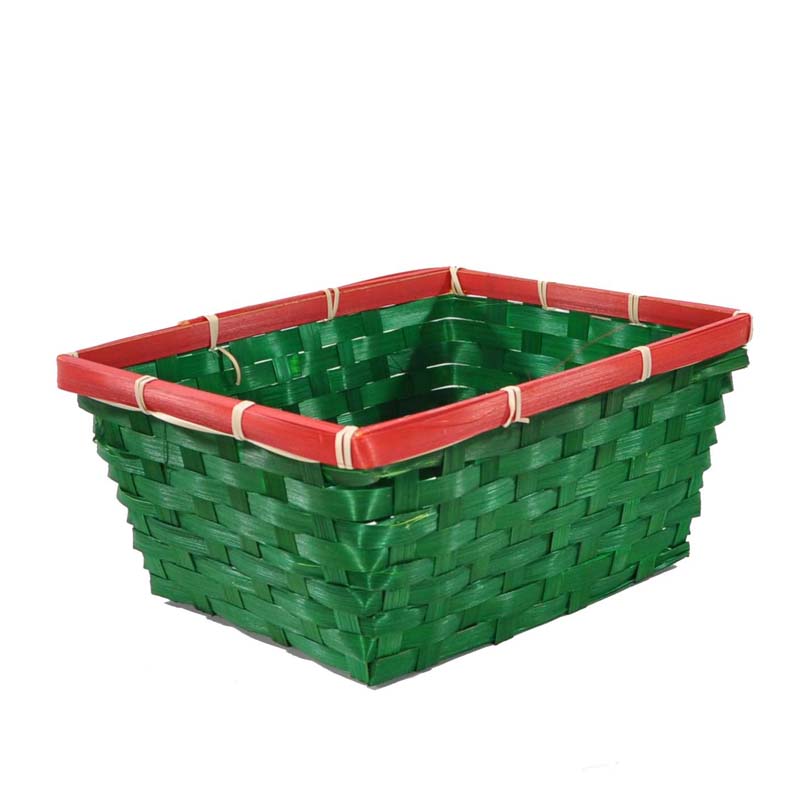 Green Rectangular with Red Rim Utility Basket  9in