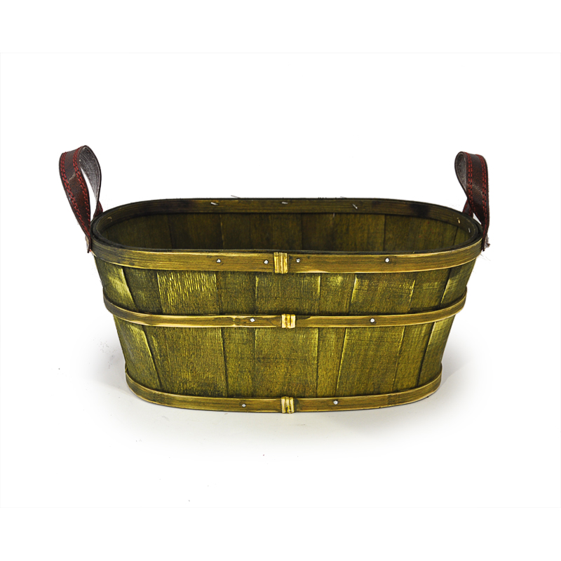 Oblong Woodchip Utility Basket Small - Olive Green 10in