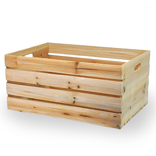 Natural Wooden Storage Crate with In-Handles - Extra Large 19in