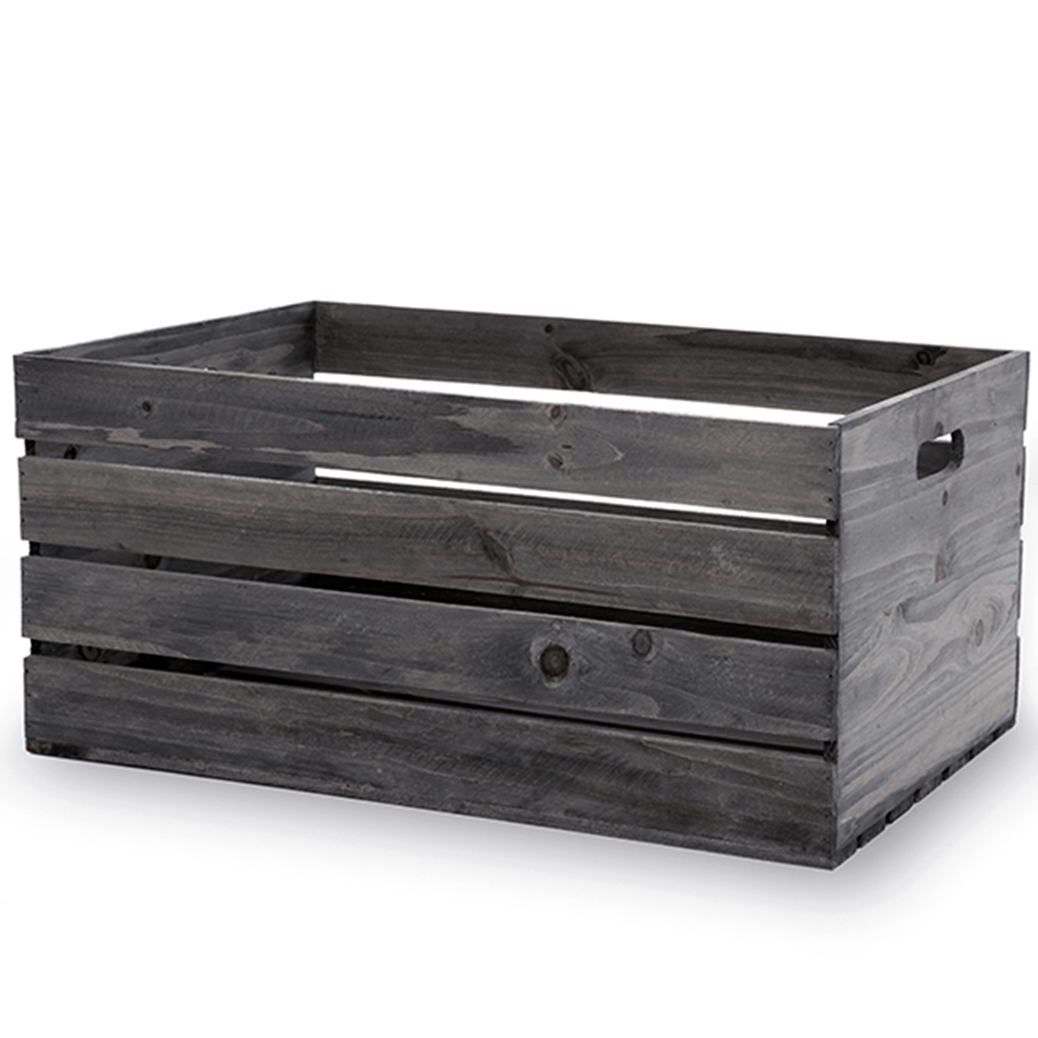 Antique Grey Wooden Storage Crate with In-Handles XL 19in