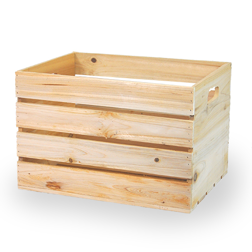 Natural Wooden Storage Crate with In-Handles - Small 13in