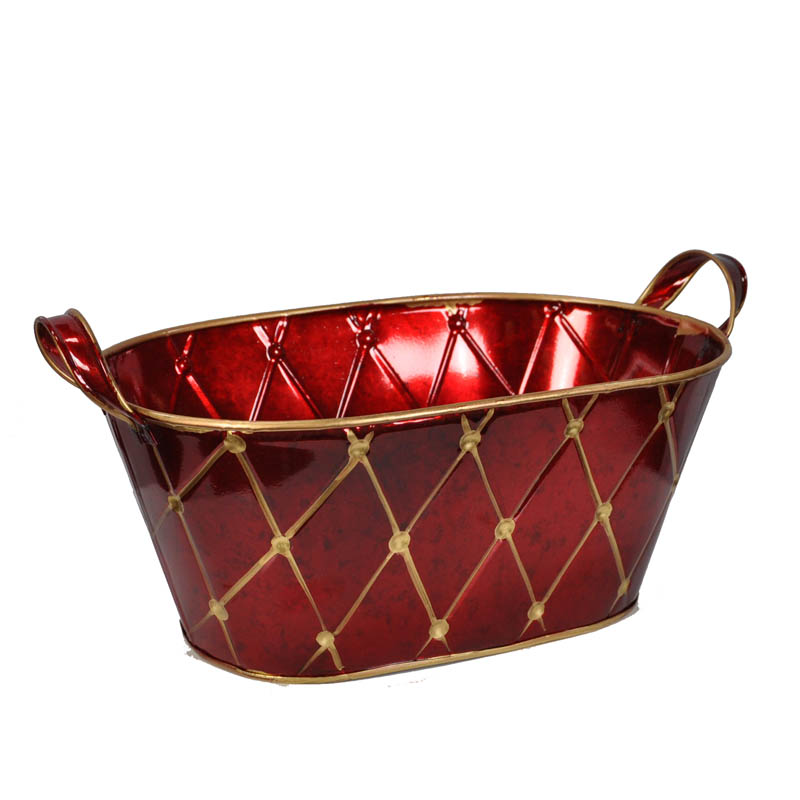 Holiday Oval Tin with Handles 10in