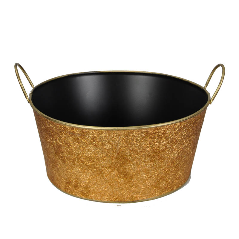 Metal Round Foil Basket with Handle 8in