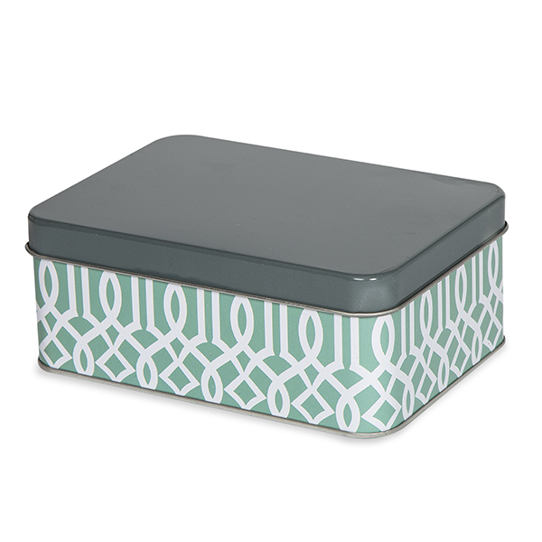 Rect Imperial Trellis Metal Container with Lid 7in