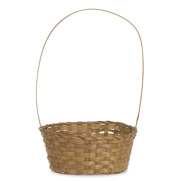 Round Bamboo Handle Basket 9in
