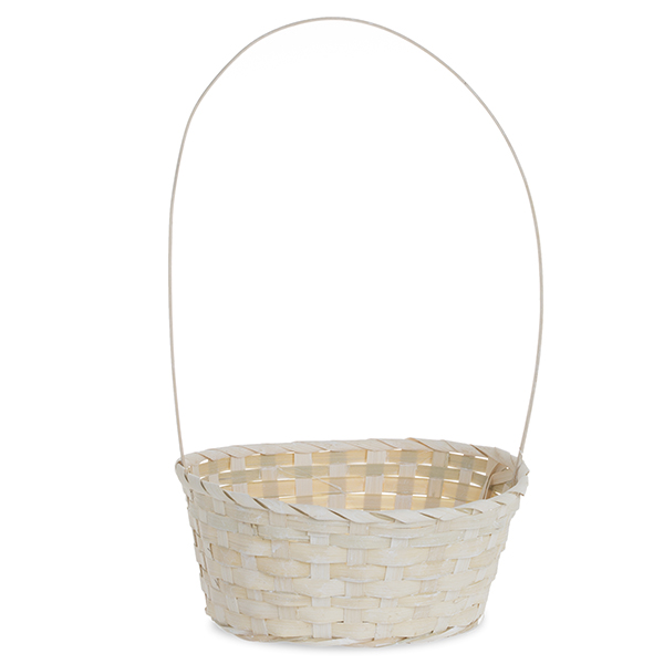 Round Bamboo Handle Basket 9in