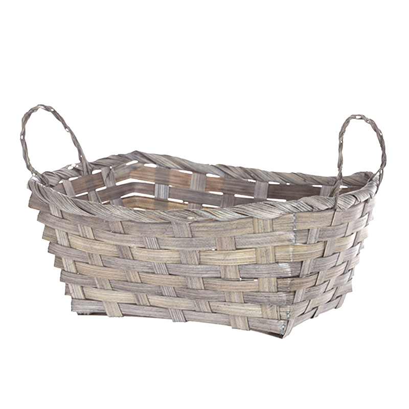 Rect Bamboo Utility Basket with Ear Handles - Antique Grey 8in