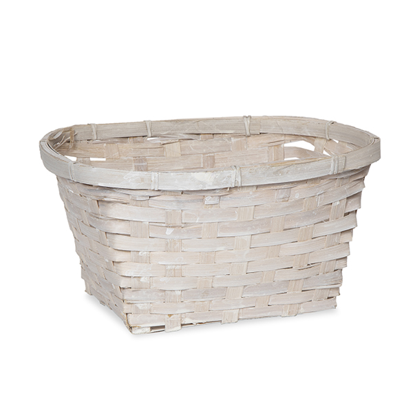 Oval Bamboo Utility Basket - White 10in