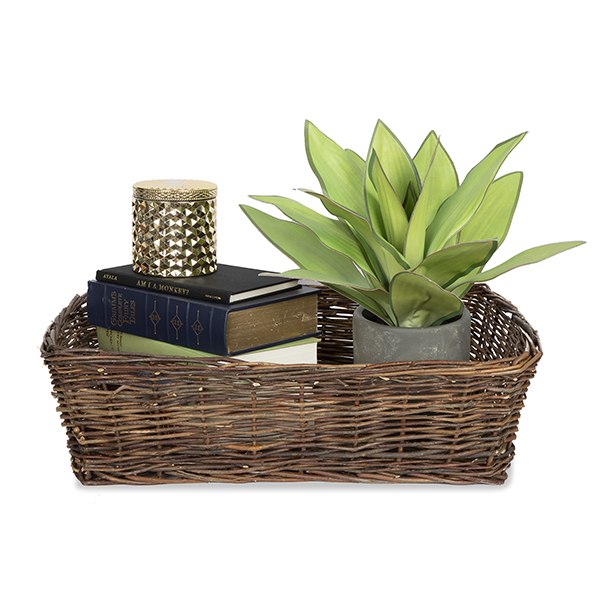 Rustic Willow Square Tray Basket - Large 20in