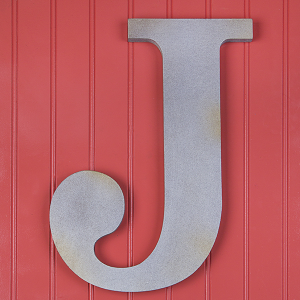 Wood Block Letter Metallic Silver With Gold Tones 14in J The Lucky Clover Trading Co