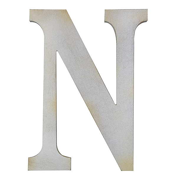 Wood Block Letter - Metallic Silver with Gold Tones 24in -N