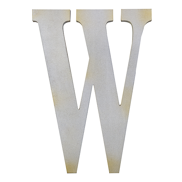 Wood Block Letter - Metallic Silver with Gold Tones 14in
